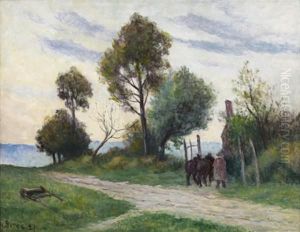 Rentree A La Ferme A Rolleboise by Maximilien Luce