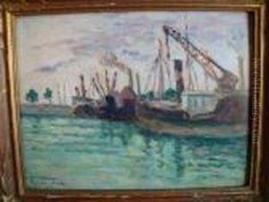 Bateaux De Peche A Honfleur by Maximilien Luce