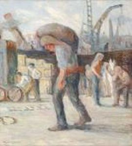 Les Debardeurs Sur Les Quais by Maximilien Luce