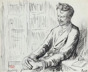 Portrait De Stringberg
Encre Noire Sur Crayon Bleu