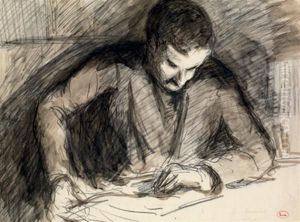 Portrait D'homme Lisant A Son Bureau