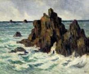 Rochers Dans La Mer De Kermouster, Vers 1913-1914 by Maximilien Luce