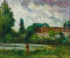 Personnage Au Bord De La Riviere, Circa 1930 - 1935 by Maximilien Luce