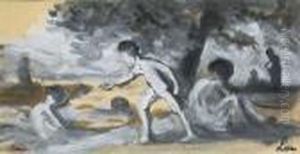 Baigneurs Sous L'arbre A Rolleboise by Maximilien Luce
