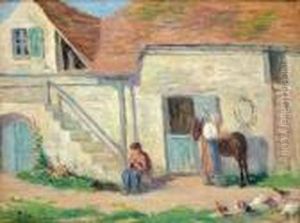 Cour De Ferme A Rolleboise by Maximilien Luce