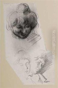 Trois Etudes De Visages De Femmes