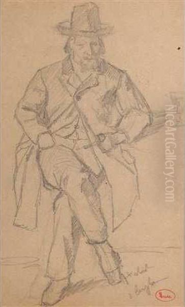 Homme Assis Au Chapeau - view 1