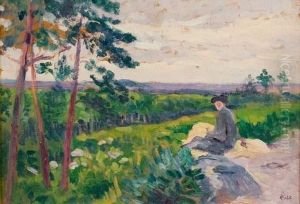 Personnage Assis Dans La Campagne by Maximilien Luce