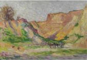 Environs De Rollebois, L'attelage Dans La Carriere by Maximilien Luce