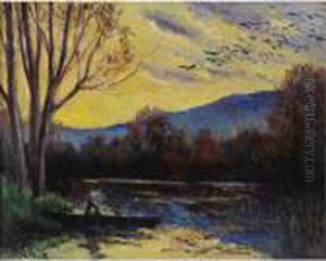 Moulineux, Coucher De Soleil Sur L'etang by Maximilien Luce
