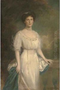Portrait of a lady, three-quarter-length, in a white dress and ermin trimmed cloak
