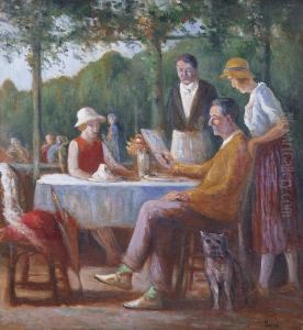 Cafe-terrasse Sur La Seine A Rolleboise by Maximilien Luce