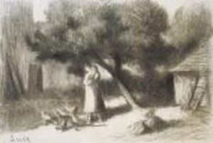 Paysanne Nourrissant Ses Poules by Maximilien Luce