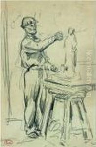 Le Sculpteur Lamourdedieu Dans Son Atelier by Maximilien Luce