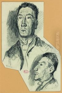 Deux Portraits De Felix Feneon En Buste Et De Profil by Maximilien Luce