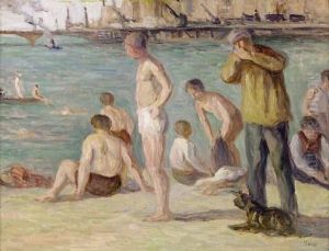 Baigneurs Au Bord De La Seine, Circa 1935 by Maximilien Luce