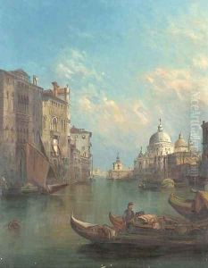 On the Grand Canal towards Santa Maria Della Salute, Venice by Alfred Pollentine