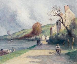 Rolleboise, La Route En Bords De Seine by Maximilien Luce