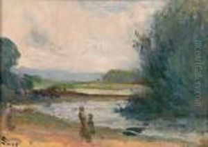 Les Bords De Seine Pres De Rolleboise , Circa 1935 by Maximilien Luce