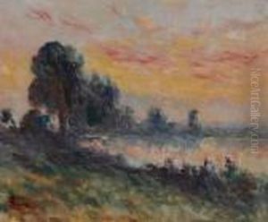 Coucher De Soleil Sur L'etang, Circa 1935