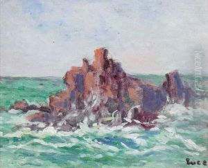 Le Trieux, Rochers Dans La Mer, Circa 1915 by Maximilien Luce