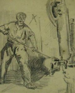 L'ouvrier Des Hauts Fourneaux by Maximilien Luce