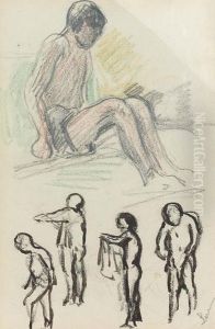 Studienblatt Mit Sitzendem Knaben Und Figuren.