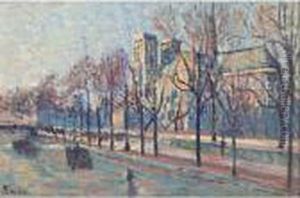 Notre-dame Vue Du Quai Montebello by Maximilien Luce