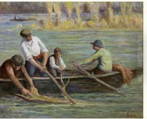 La Barque A Rolleboise Circa 1920 by Maximilien Luce