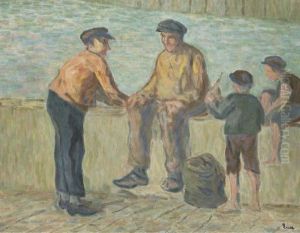 Honfleur, Pecheurs Et Enfants Sur Le Quai by Maximilien Luce