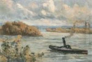 Rolleboise, Le Remorqueur Sur La Seine by Maximilien Luce