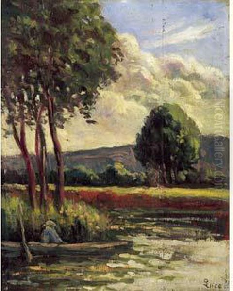 Pecheur Aux Environs De Rolleboise, Circa 1920. - view 1