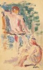 Etude De Deux Personnages by Maximilien Luce