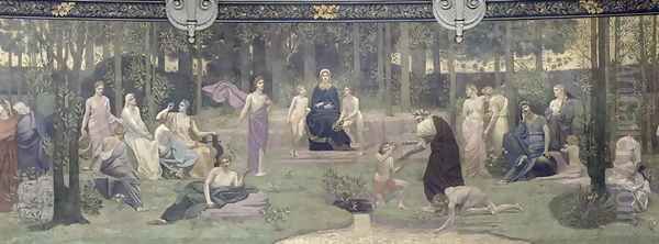 The Sacred Wood, allegorical mural in the Grand Amphitheatre, central detail of the Sorbonne, Eloquence, Poetry, the Life-Giving Source and Science, 1887-89 - view 1