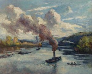 Peniches Et Remorqueurs Sur La Seine by Maximilien Luce