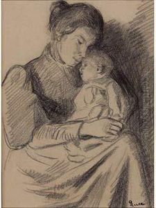 Mere Calinant Son Bebe by Maximilien Luce