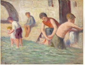 Paris, Baigneurs Sur Les Quais by Maximilien Luce