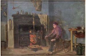 Homme Devant La Cheminee by Maximilien Luce