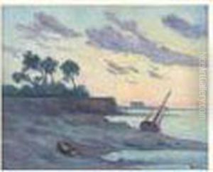 Cote Sauvage, Coucher De Soleil, Effet De Vent by Maximilien Luce