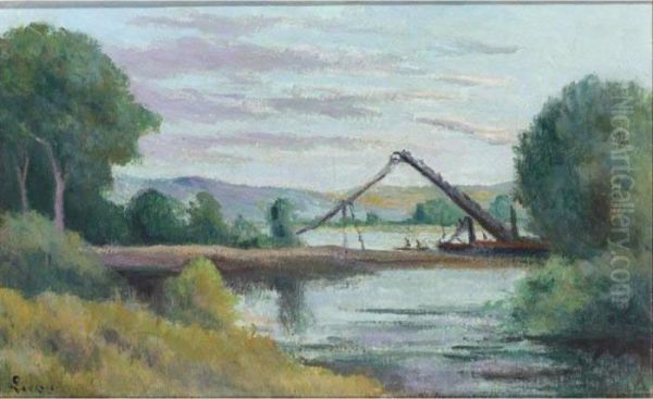 La Roche-guyon, Bord De Riviere Construction Du Pont - view 1