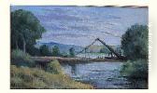 La Roche-guyon, Bords De Riviere, Construction Du Pont, Circa 1933 - view 1