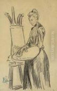 Woman At An Easel>. by Maximilien Luce