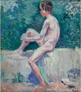 Jeune Baigneur Au Muret, Vers 1906 by Maximilien Luce