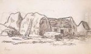 Ferme Et Meules De Foin