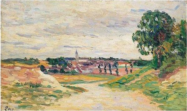 Paysage De Saint-ay, Signed, Oil On Board, 22 By 37 Cm., 8 5/8 By 14 5/8 In - view 1
