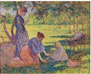 Poissy, Femmes Dans Un Jardin by Maximilien Luce