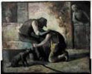 Huile Sur Toile Signee Du Cachet De L'atelier En Bas A Droite