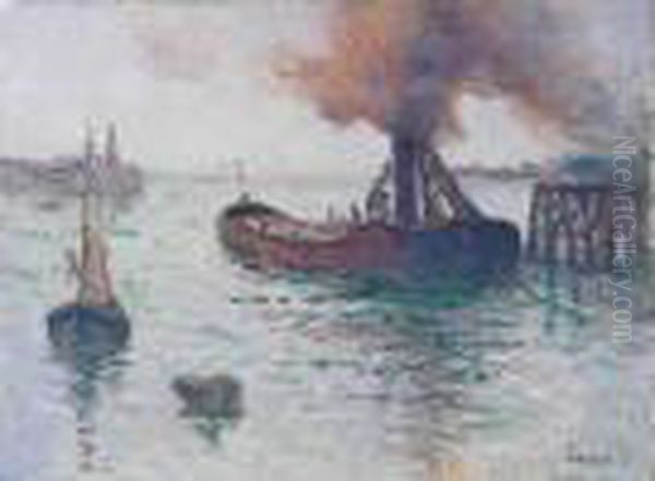 Remorqueur Et Peniches
Dans Le Port De Dieppe - view 1