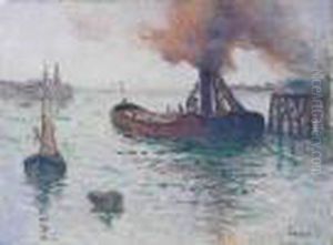 Remorqueur Et Peniches
Dans Le Port De Dieppe by Maximilien Luce