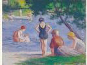 Baignade A Mericourt by Maximilien Luce